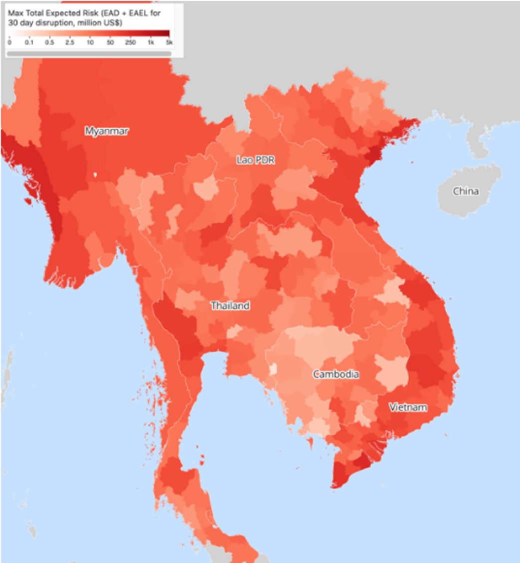 expected risk map of asia