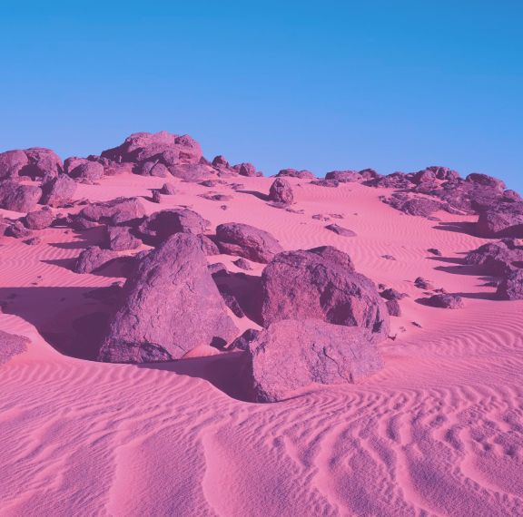 Large rocks in a desert
