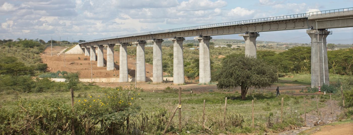 Rail line at ground level in Nairobi, Kenya